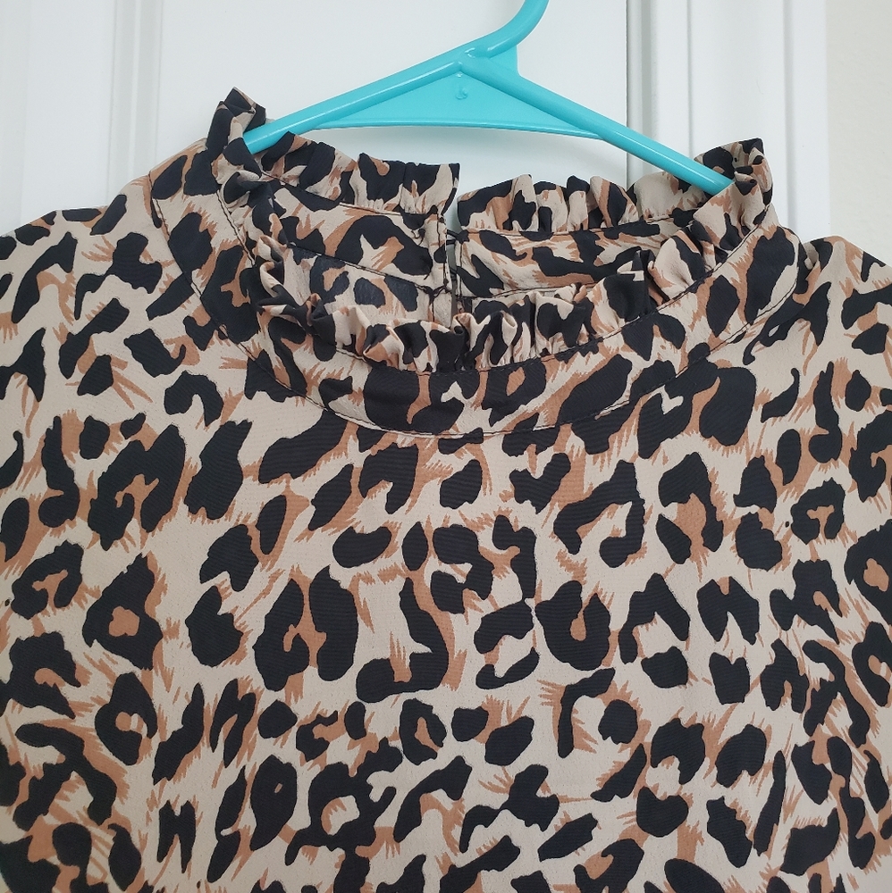 EUC ASOS Leopard Pattern Ruffle Dress - Picture 4 of 12